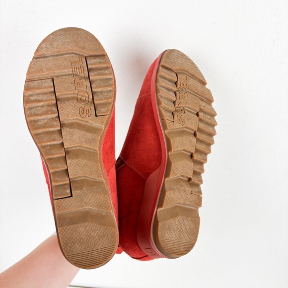 Sorel Evie Orange Pull On Chelsea Wedge Booties Sz 9.5 - Picture 12 of 13